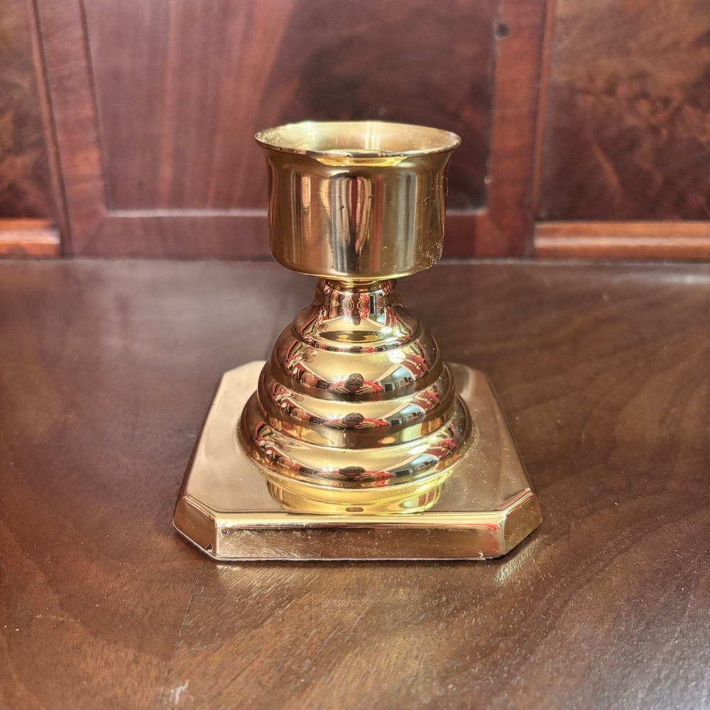 Baldwin Brass Candlestick Holder Vintage Gold Tone Single Candle Stick